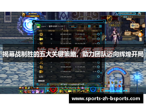 揭幕战制胜的五大关键策略，助力团队迈向辉煌开局